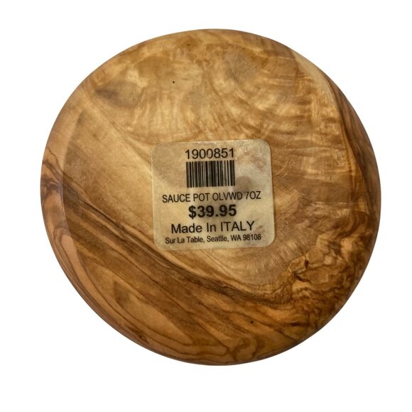 Sur La Table Olive Wood Sauce Pot Or Sugar Bowl With Matching Spoon - Picture 6 of 8